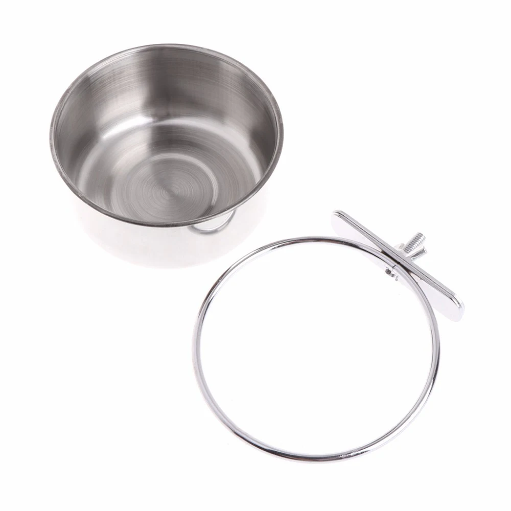 Stainless Steel Food & Water Bowl with Cage Clip Holder