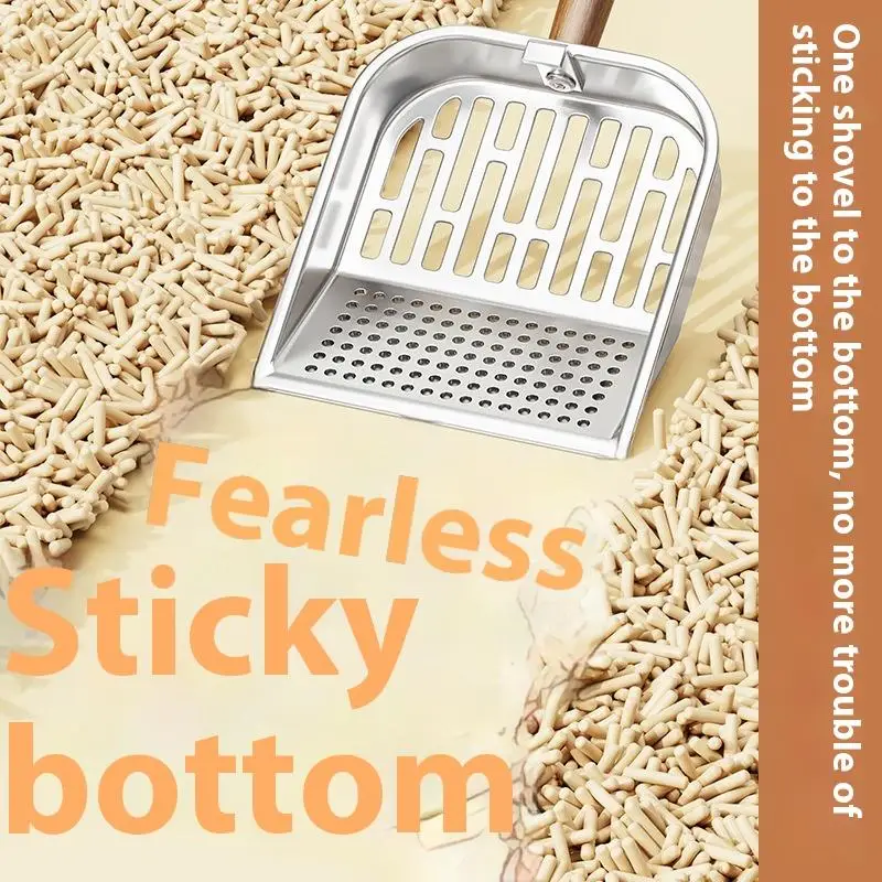 Cat Litter Scoop with Long Wooden Handle