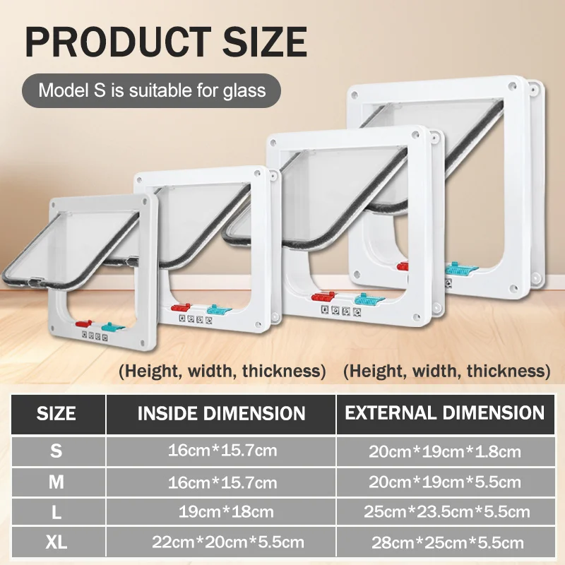 Pet Door with 4-Way Safety Lock