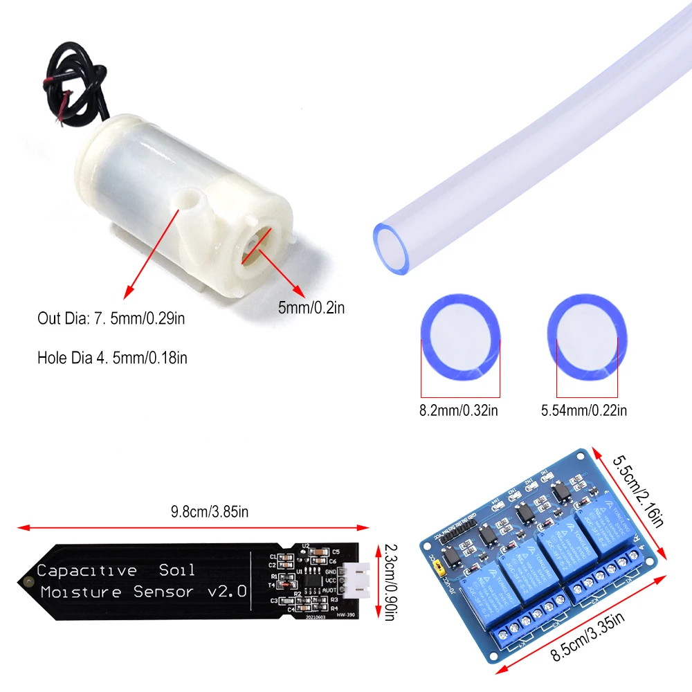 4-Channel Self-Watering Kit with Soil Moisture Sensor