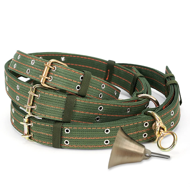 Adjustable Collar with Brass Bells for Pets & Livestock
