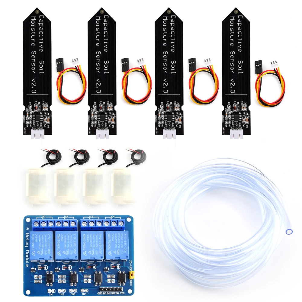 4-Channel Self-Watering Kit with Soil Moisture Sensor