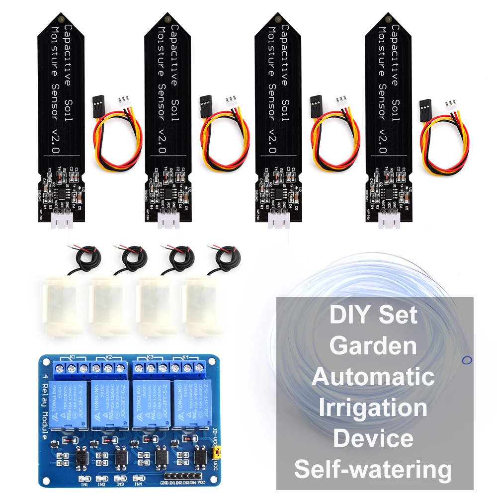 4-Channel Self-Watering Kit with Soil Moisture Sensor