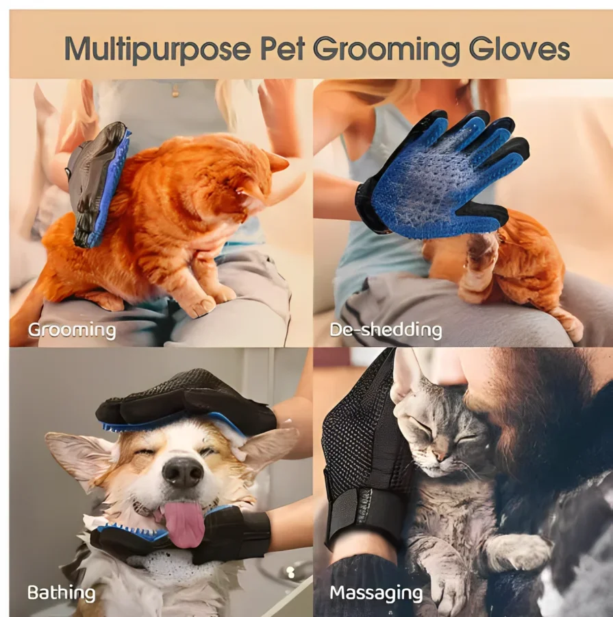 Pet Grooming & Deshedding Glove — Silicone Massage Brush for Cats & Dogs