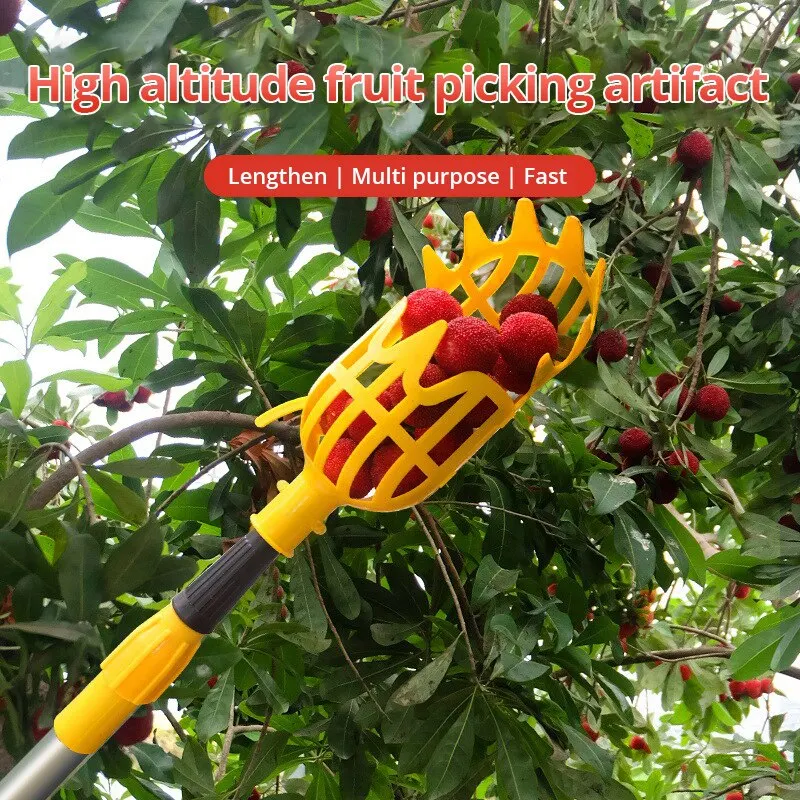 High-Reach Fruit Picker with Deep Plastic Basket