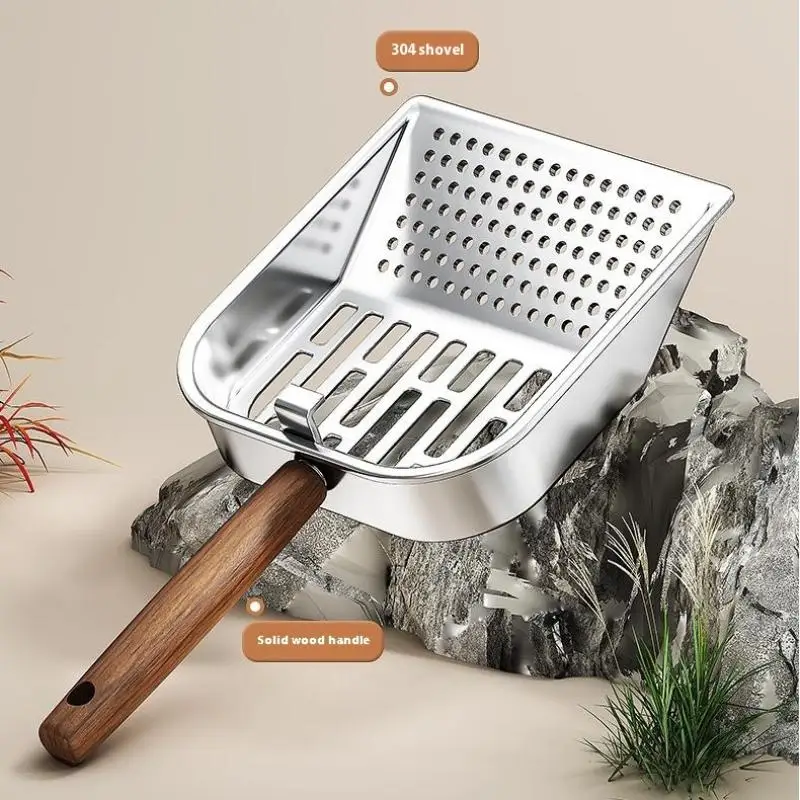 Cat Litter Scoop with Long Wooden Handle