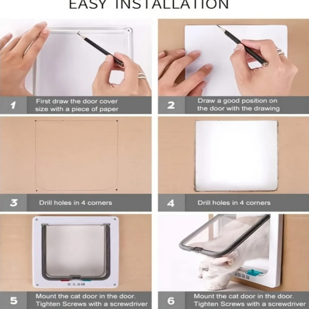 Pet Door with 4-Way Safety Lock