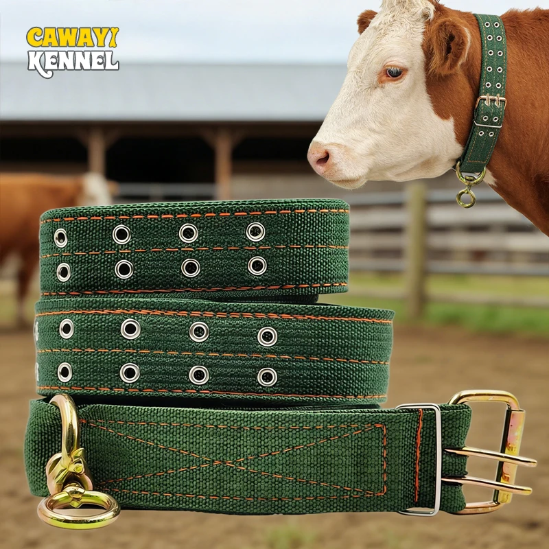Strong Adjustable Livestock Collar — Durable Fabric for Handling & Transport