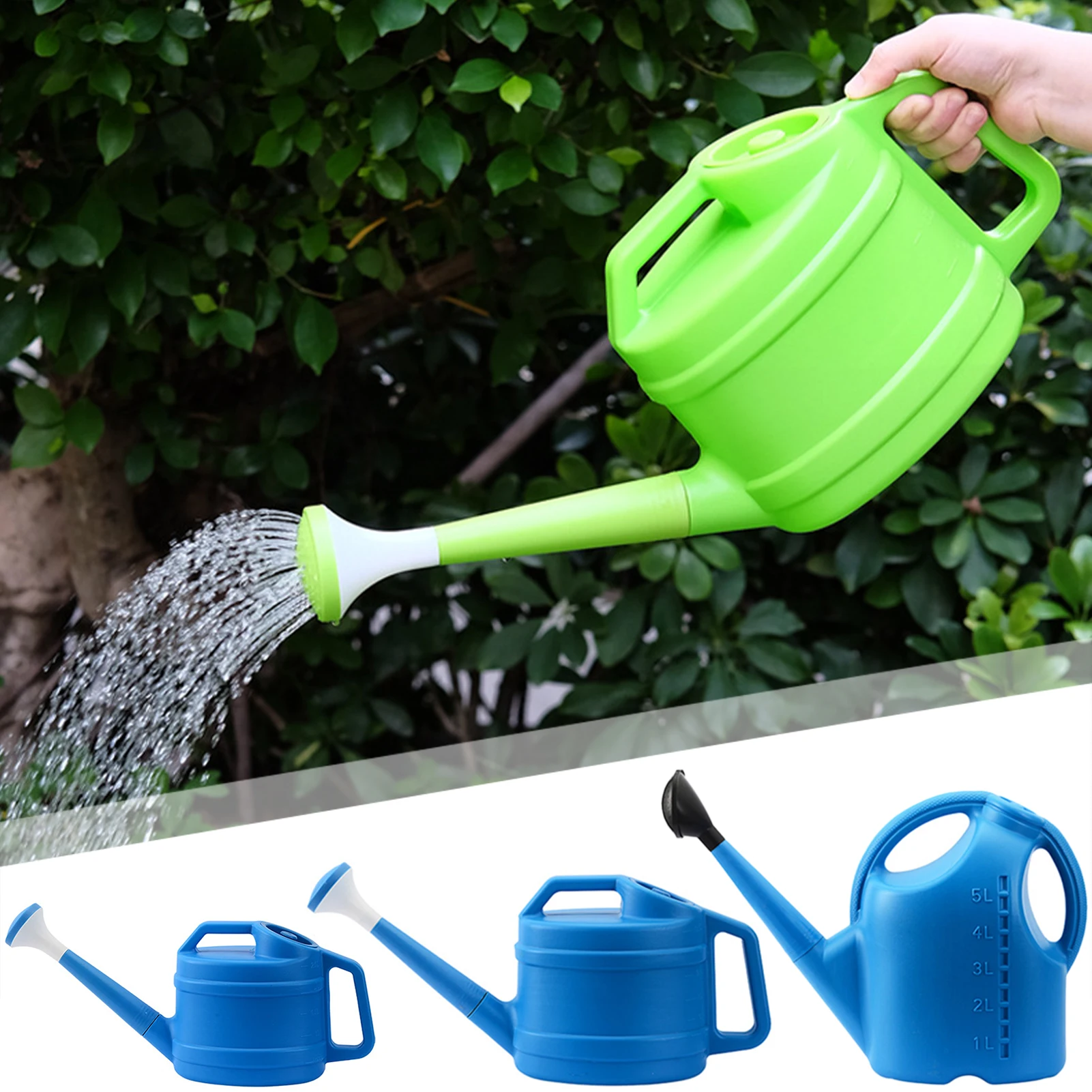 Long-Handle Garden Watering Can with Rose Head